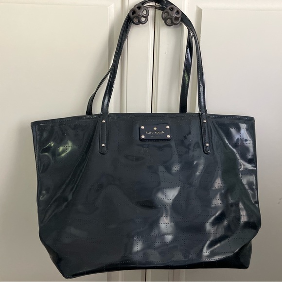 Kate Spade Shiny Black Shoulder Bag Tote - Picture 1 of 6